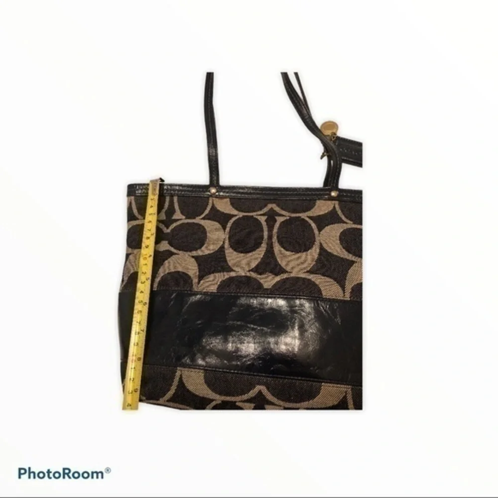 Coach 12546 signature legacy stripe denim tote bag